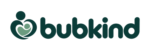 BubKind parent-and-baby embrace logo with rounded lettering