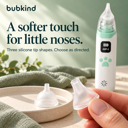 BubClear and three silicone tip shapes, including the fitted tip
